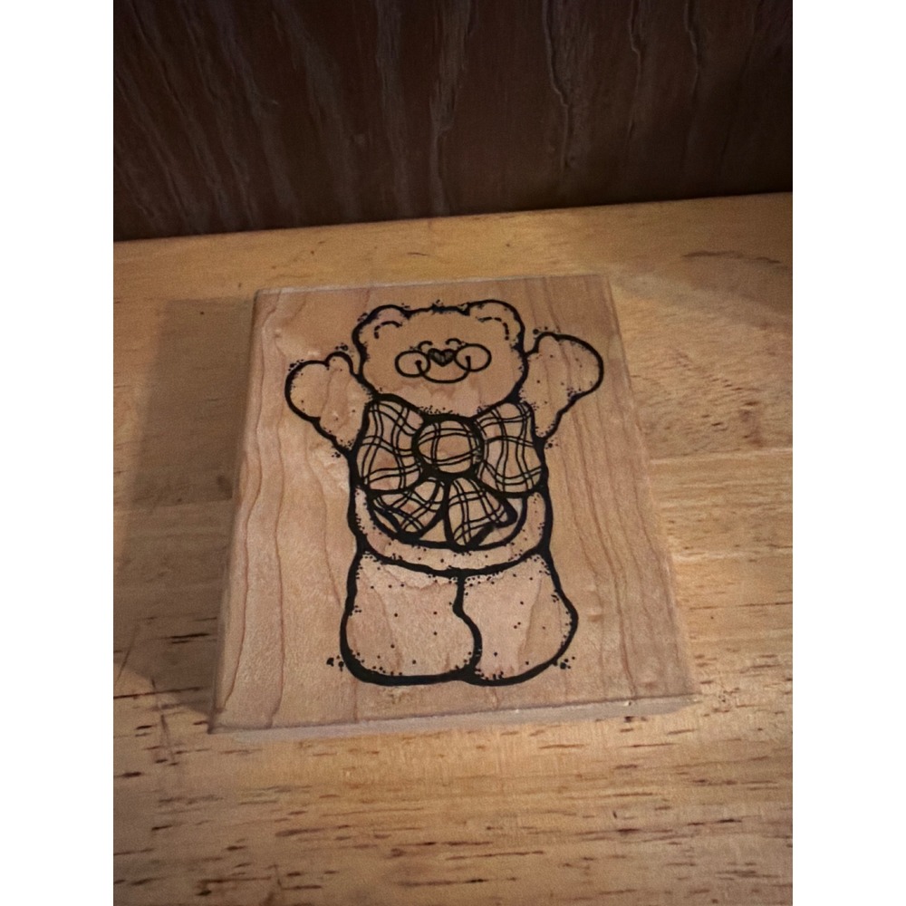 D.O.T.S. Rubber Stamp Excellent This Much Bear Wood Mounted Q129‎